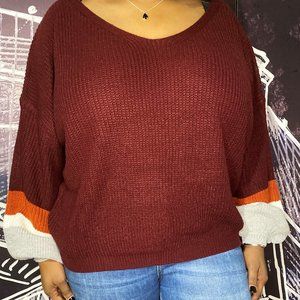 Very Oversized Striped Bishop Sleeve Sweater(NEW)